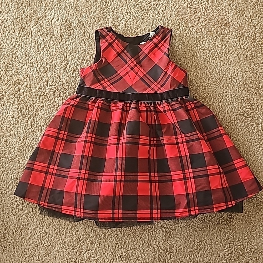 Girls Red Black Plaid Dress Size 3T